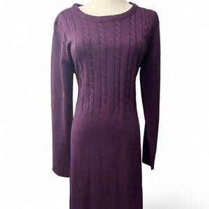 Purple cable knit midi dress